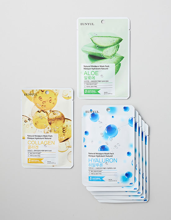 [은율] 내츄럴 마스크팩 15매 (알로에5매+콜라겐5매+히알루론5매)(장당 460원) - Kurly USA