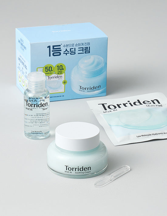 [토리든] 다이브인 저분자 히알루론산 수딩크림 80ml 기획 세트 (수딩크림80ml+토너50ml+멀티패드10매) - Kurly USA