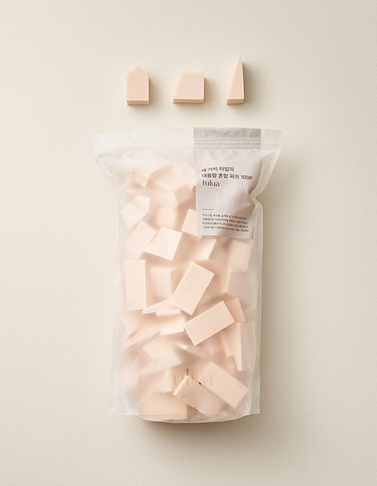 Tuloua Mixed Makeup Puffs, 100 ct (퍼프) | 혼합형 대용량 퍼프 100p