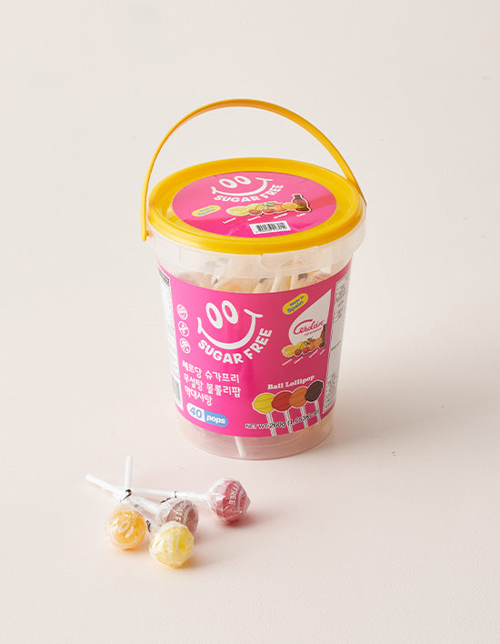 [쎄르당] 슈가프리 볼 롤리팝 캔디 (버킷 40입) - Kurly USA