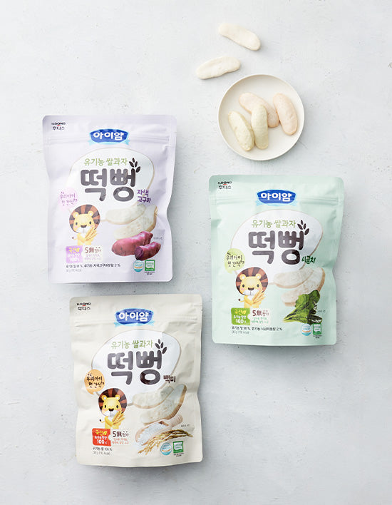 [일동후디스] 아이얌 유기농 쌀과자 떡뻥 3종 - Kurly USA