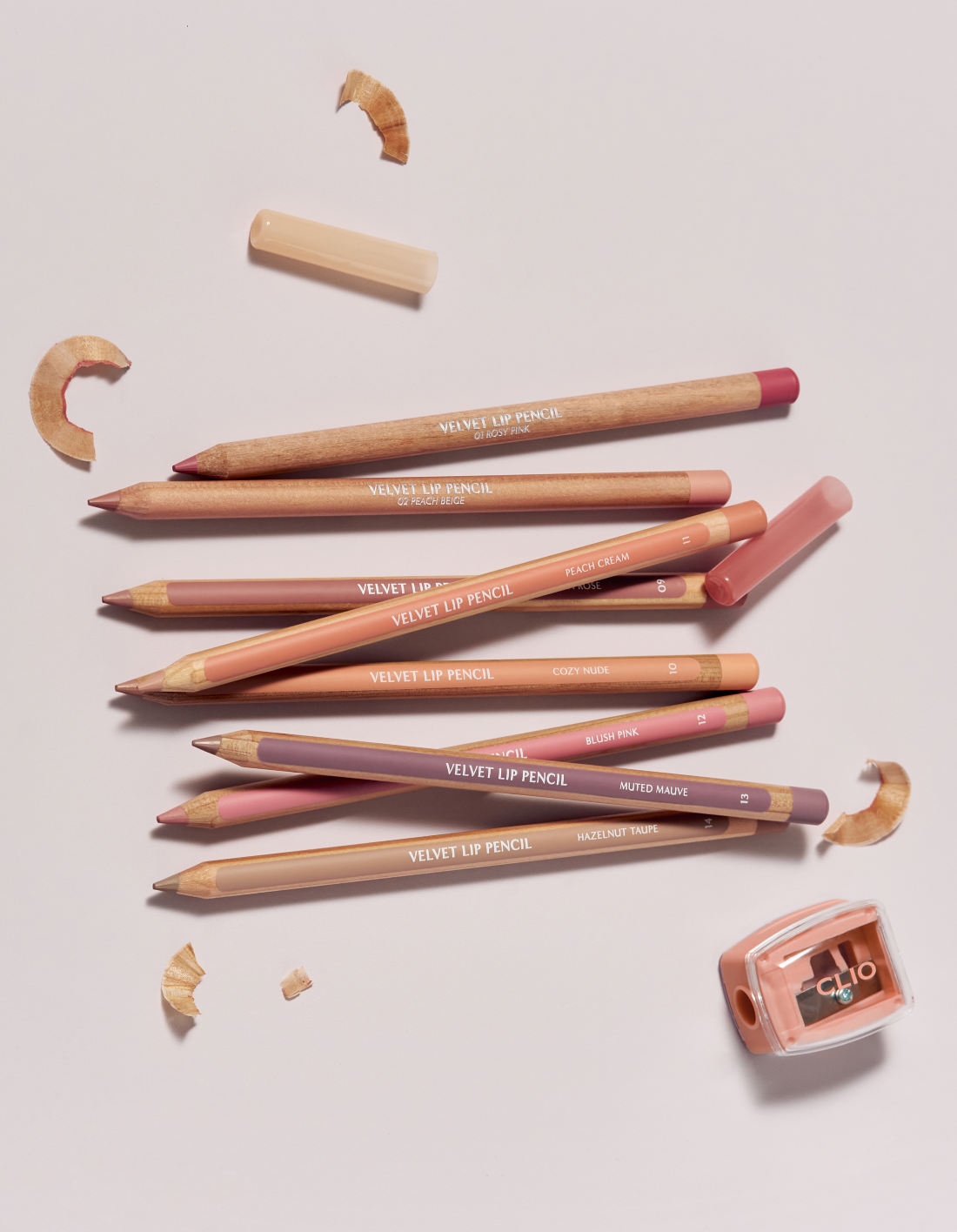 Clio Velvet Lip Pencil + Sharpener, 12 Types (립펜슬) | (NEW컬러) 벨벳 립 펜슬 샤프너 증정 기획 12종 (택1)