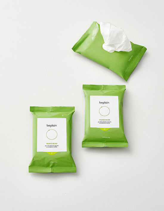 [비플레인] 녹두 약산성 클렌징 워터 티슈 20매 * 3묶음 (총60매) - Kurly USA