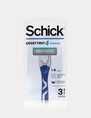 Schick Quattro4 Titanium Portable Razor, 3 ct (면도기) | 쿼트로4 티타늄 휴대용 면도기 3입