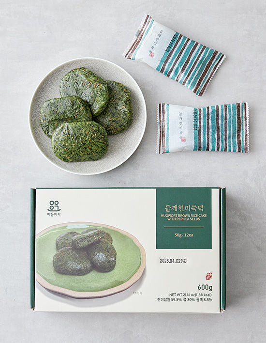 [마음이가] 들깨 현미 쑥떡 (50g X 12개입) - Kurly USA