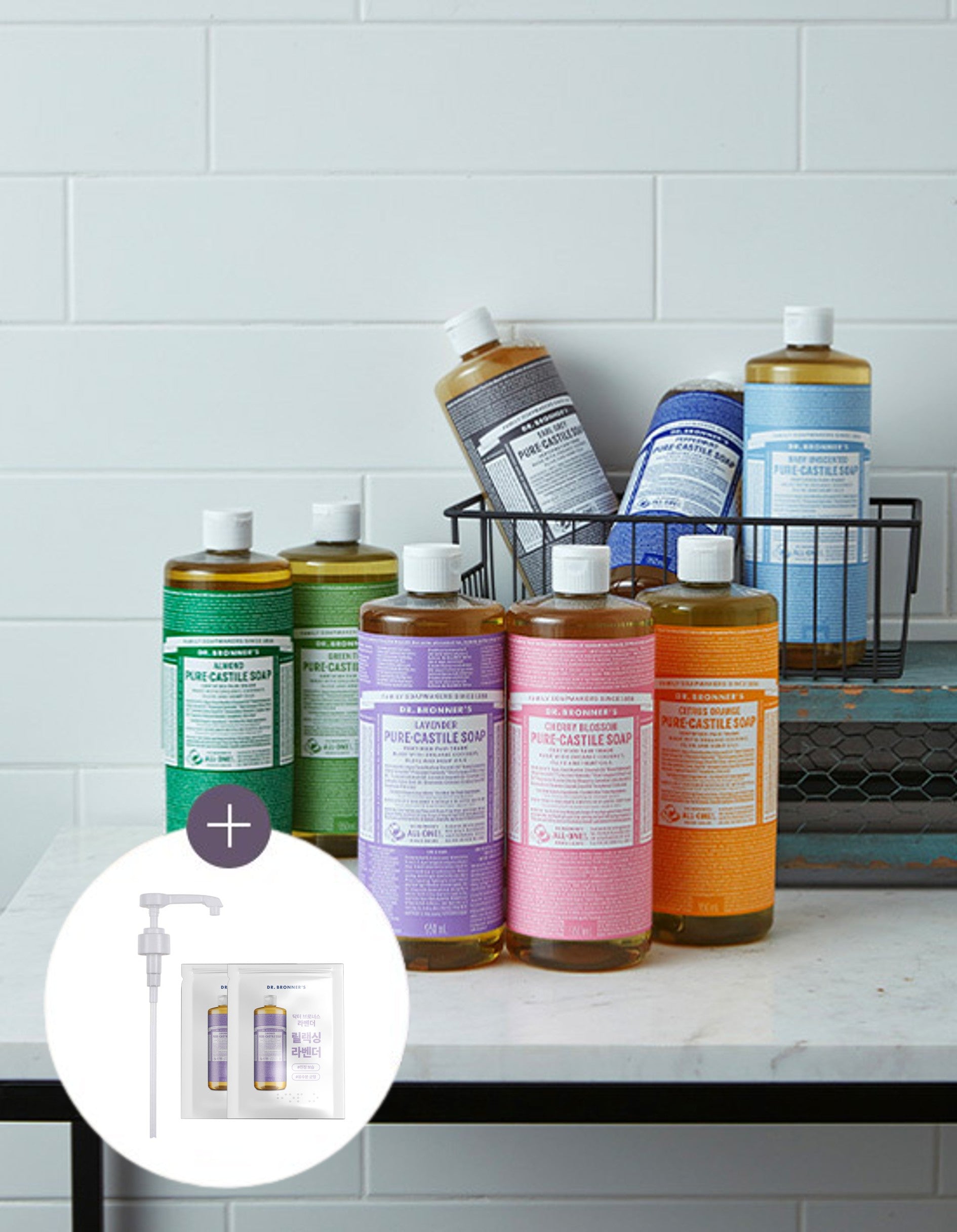 [Free Shipping][Dr. Bronner's] Pure-Castile Soap 950ml 12 Types (+Pump, 14ml Castile Soap Gift/Choose 1)