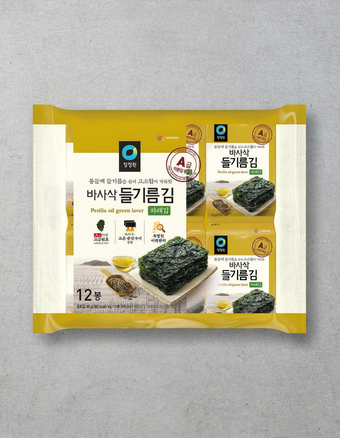 [청정원] 들기름 바사삭김 파래김 12봉