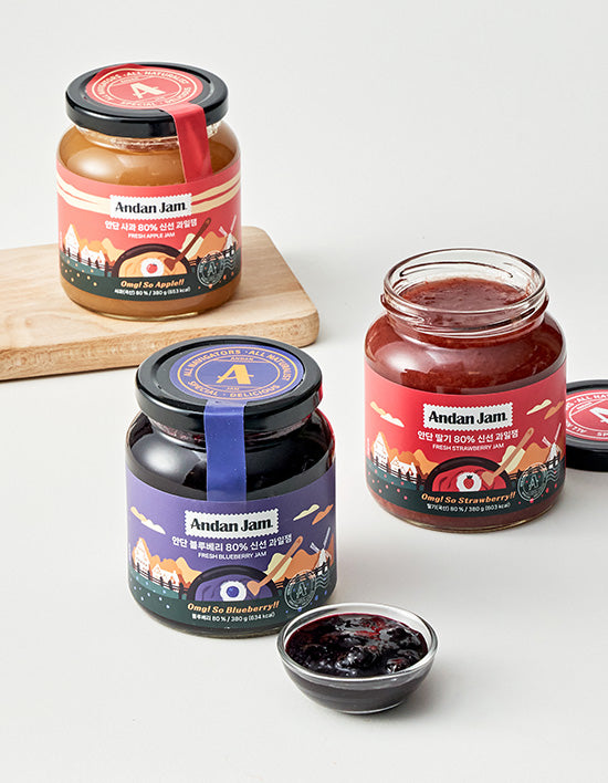 [안단잼] 과일함량 80% 잼 3종 (택1) - Kurly USA