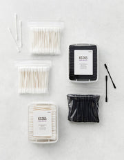 [KS365] Vegan Pure Cotton Embossed Paper Stick Cotton Swabs 1000 Pieces Black (with Square Case)