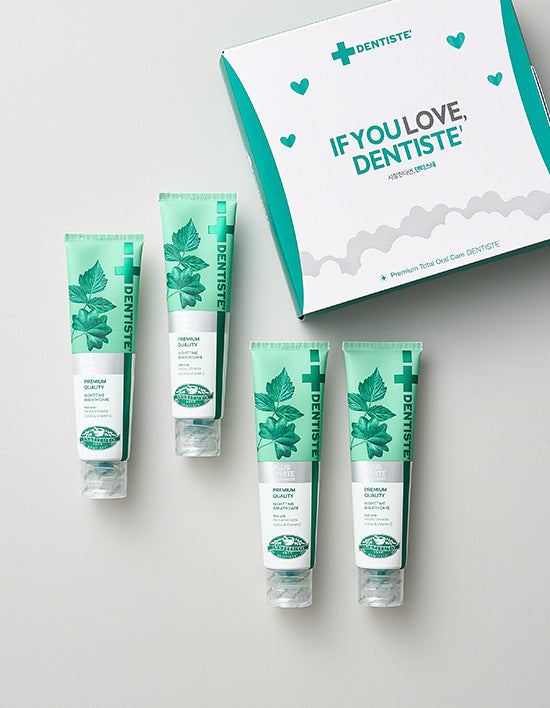 [덴티스테] 뉴플러스 화이트 치약 160g 선물세트 (4P) (쇼핑백포함) - Kurly USA