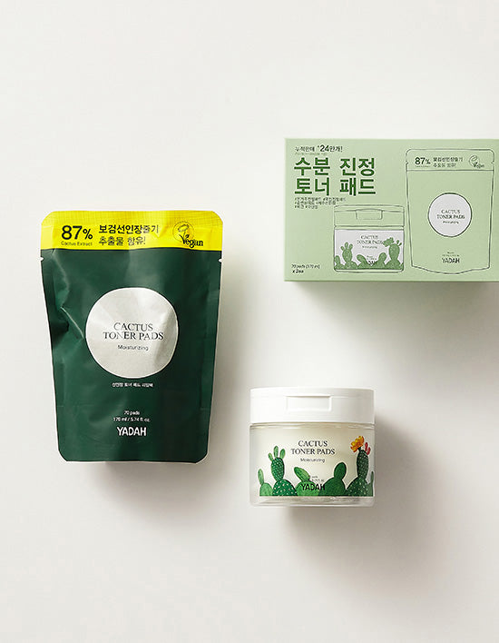 [야다] 선인장 토너 패드 리필 기획 세트 (단품 70매+리필팩 70매) - Kurly USA