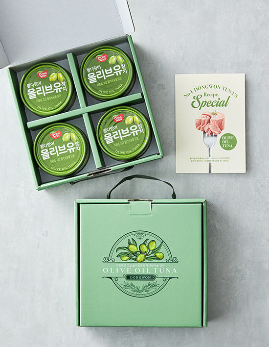 [Dongwon] Olive Oil Tuna Set (150g x 4 cans + Recipe Card)