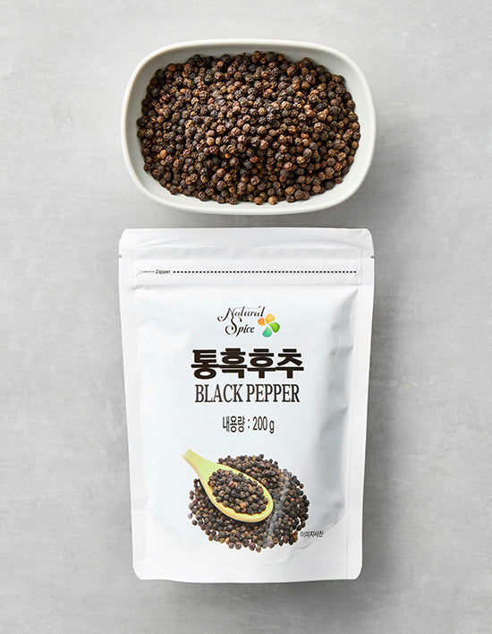 Whole Black Peppercorns (흑후추) | 통흑후추 200g (실속 리필형)