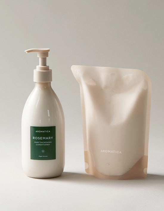 [아로마티카] 로즈마리 헤어 씨크닝 컨디셔너 샴푸/리필(510ML/500ML) 2종 (택1) - Kurly USA