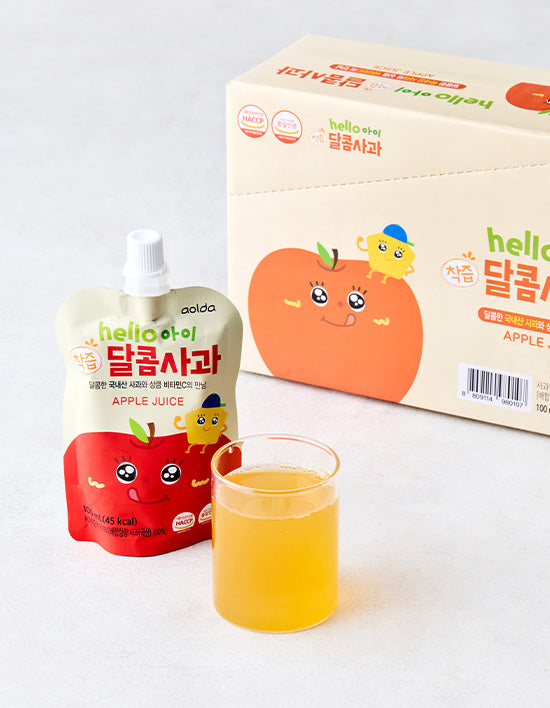 Hello-i Pressed Baby Apple Juice, 10 ct (사과주스) | 헬로아이 착즙 아기 사과주스 (100mL X 10개)