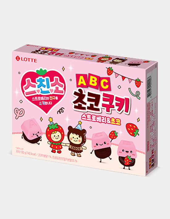 [Lotte] ABC Choco Cookie Strawberry & Chocolate 130g