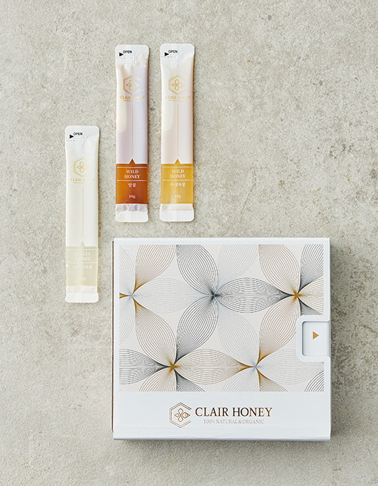 [끌레르허니] 천연 꿀스틱 30포 (아카시아꿀 10포+야생화꿀 10포+밤꿀 10포) - Kurly USA